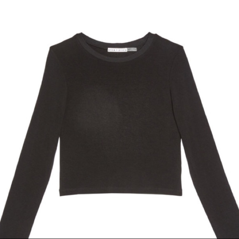 Alice & Olivia Jaylene Long Sleeve Crop Top